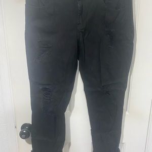Black destructed jeans